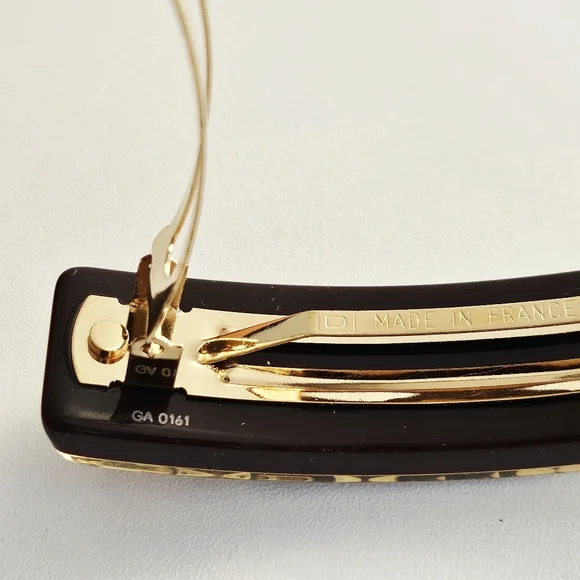 Louis Vuitton Dark Brown & Gold Inclusion Hair Clip/Barrette display picture 3